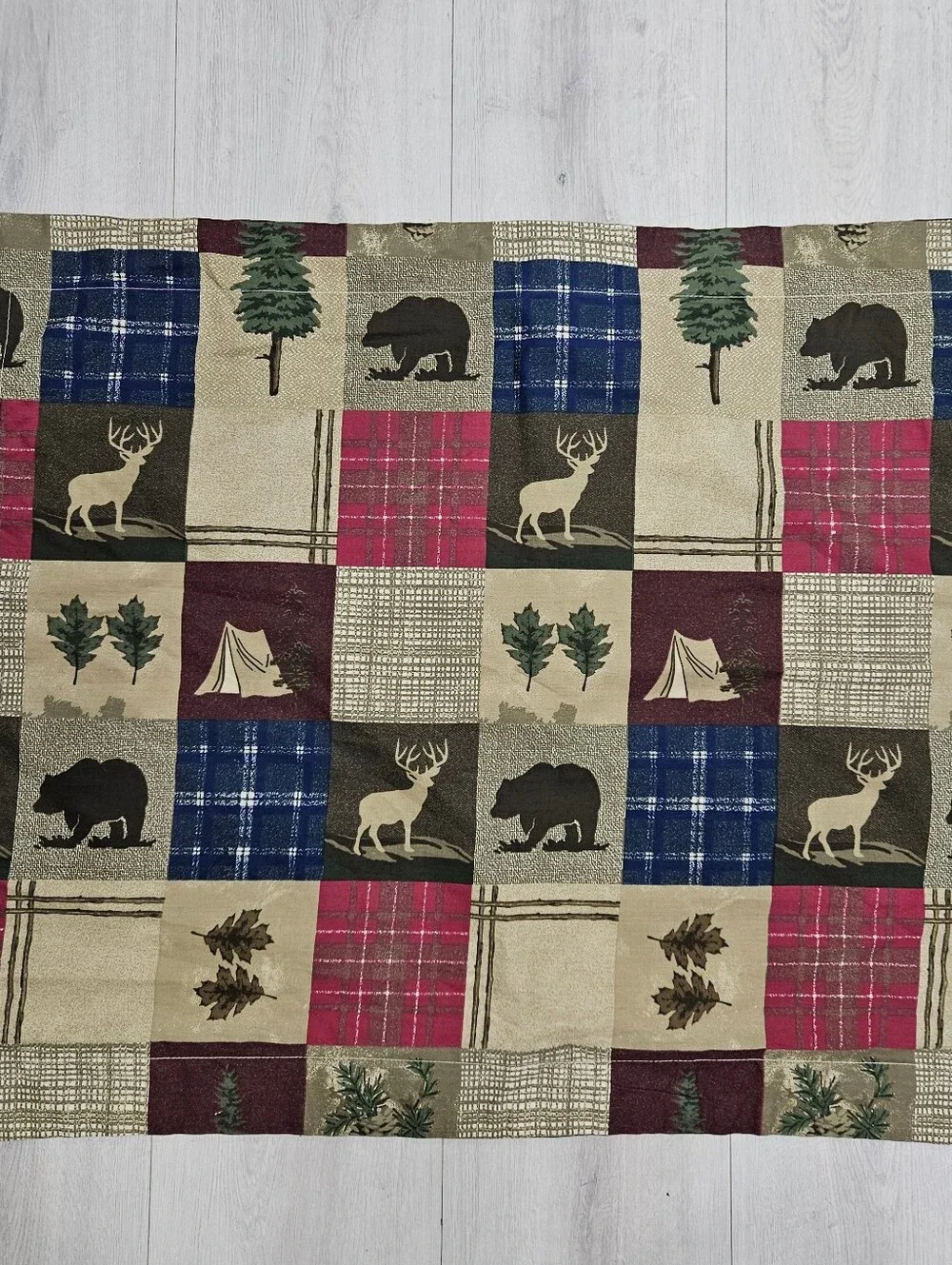VTG Kimlor Mills Rustic Cabin Lodge Pillow Shams Woods Deer Bear Plaid Trees